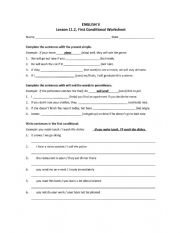 English Worksheet: Conditionals