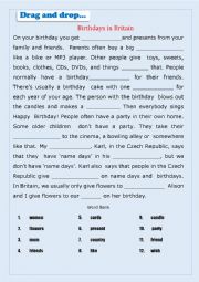 English Worksheet: Birthdays