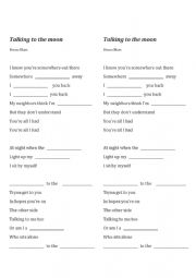 English Worksheet: Talking to the Moon