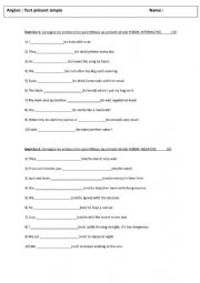 English Worksheet: Exercices Present Simple