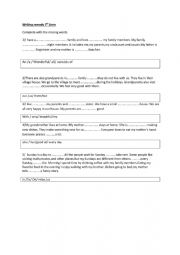 English Worksheet:  writing�s remedyabout family 7th form