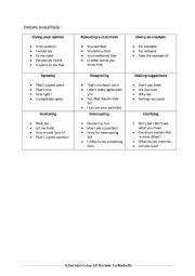 English Worksheet: Lexical help : How to run a debate !