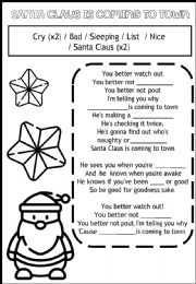 English Worksheet: Christmas Carol - Santa Claus is coming to Town