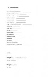 English Worksheet: find someone who (do you)