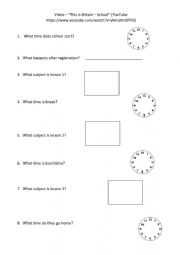 English Worksheet: School in Britain Video Worksheet