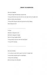 English Worksheet: draw a monster