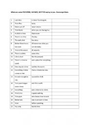 English Worksheet: sayings about Time