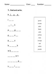English Worksheet: Colours