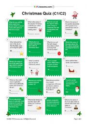 English Worksheet: Christmas Quiz (C1/C2)