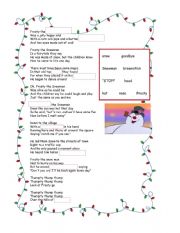 Frosty the Snowman lyric gap fill activity