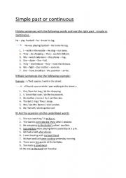 English Worksheet: simple past or continuous