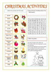 English Worksheet: christmas activity
