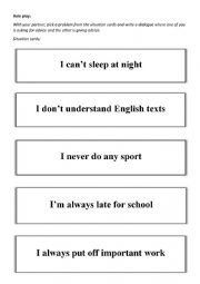 English Worksheet: Advice