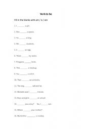 English Worksheet: verb to be