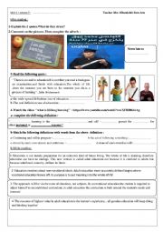 English worksheet: Unit 2 lesson 7 : Lifelong learning