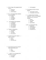 English Worksheet: going to