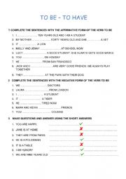 English Worksheet: TO BE - TO HAVE EXERCISES