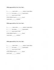 English Worksheet: Heï¿½s / his / sheï¿½s / her