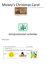 English Worksheet: MICKEY�S CHRISTMAS CAROL Comprehension task + KEYS