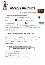 English Worksheet: Song Merry Chrtistmas - Ed Sheeran & Elton John