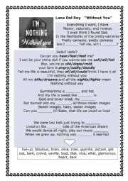 English Worksheet: Lana Del Rey - Without You
