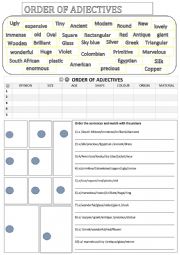 English Worksheet: order of adjectives