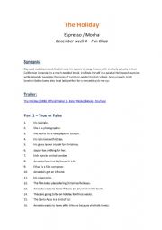 English Worksheet: The Holiday - Movie Lesson Plan