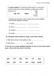 closed syllable practice