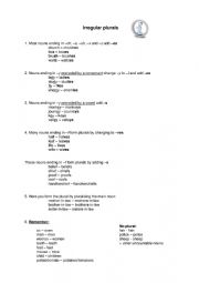 English Worksheet: Irregular plural nouns 