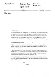 English Worksheet: 8th form END-OF-TERM TEST N1