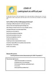 English worksheet: Covid 19 - Looking back at a difficult year