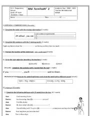 English Worksheet: MID TERM TEST N2 8TH FORM