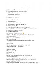 English Worksheet: Giving advice