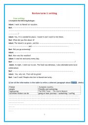 English Worksheet: guided writing term 1 2ndform