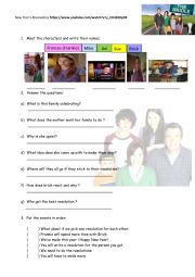 English Worksheet: NEW YEAR �S RESOLUTIONS WITH THE MIDDLE HOME OF THE HECKS 