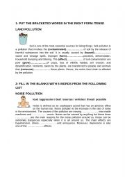 English Worksheet: SOIL AND NOISE POLLUTION