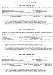 English Worksheet: The Globe Theatre video worksheet