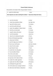 English Worksheet: Present Perfect Continuous  