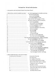 English Worksheet: The Simple Past  Wh and Yes/No Questions