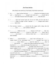 English Worksheet: Past Tenses Revision
