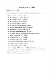 English Worksheet: Have to, Has to, Had to 