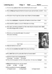 English Worksheet: Listening or Reading Comprehension Test Slumdog Millionaire Chapter 4