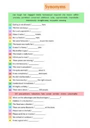 English Worksheet: Synonym practice