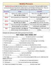 English Worksheet: Relative pronoum