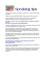 English Worksheet: Speaking tips for IELTS success