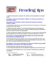 English Worksheet: Reading tips for IELTS success