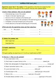 English Worksheet: Superlative and jobs with wordsearch 4 pages