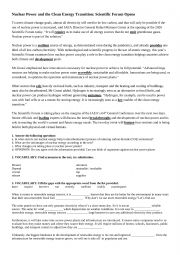 English Worksheet: Is nuclear power needed as the world transitions to clean energy?