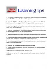 English Worksheet: Listening tips for IELTS success