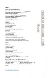 English Worksheet: Panic! At The Disco - High Hopes Gap Fill